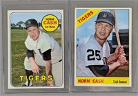 1966 & 1969 Topps Norm Cash Baseball Cards
