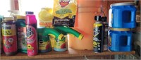 Large lot of misc lawn chemicals and gas cans