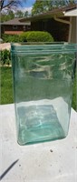Battery acid blue /green glass jar-13" tall
