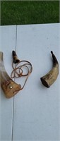 Pair of homemade style powder horn items