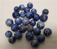 Lot Of Vintage & Antique Blue Clay Marbles