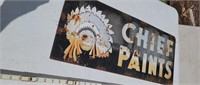 Vintage Chief paints sign approx 28"x12"
