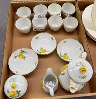 Set of Yellow Rose Pattern Meissen China Dishes