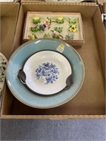 Ceramic Flowers, Stoneware Bowl, Enameled Dish