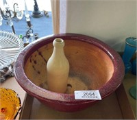 Stoneware Bottle & Large Stoneware Bowl
