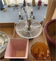 Shawnee Vase, Dimpled Glass Bowl & German Epergne