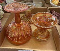 3 Carnival Glass Vases