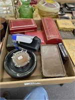 Ashtrays, Vintage Light Meter, Leather/Wood Boxes