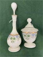 Enamel Applied Compote & Decanter