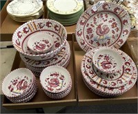 Set of Rooster Italian China Plates & Bowls