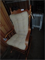 Press Back Oak Rocker w/ Cushion