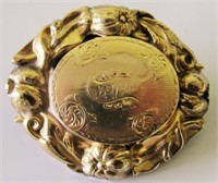 10KT Gold Victorian Mourning Locket Brooch