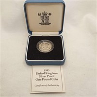 1993 UK Silver Proof 1 Pound Coin