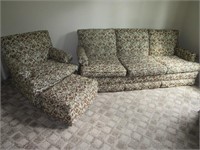 Matching Upholstered Sofa & Chair w/Ottoman
