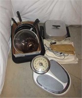 Bathroom Scale & Kitchen Items - Skillets &