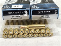 (40 Rds) 243 Win Ammo 80 Gr SP