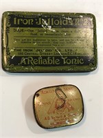 Tins. Tonic and phonograph needles