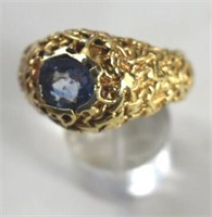 14K Heavy Freeform Blue Montanan Sapphire  Ring
