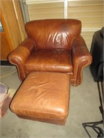 BROWN LEATHER CHAIR W/OTTOMAN (LEATHER MASTER)