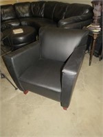 BLACK LEATHER LIKE PADDED ARM CHAIR