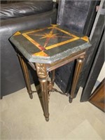 END TABLE W/ MARBLE INLAID TOP