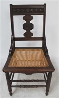 Victorian Carved Walnut Cane Seat Chair
