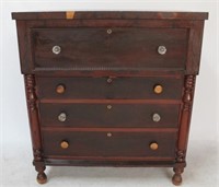 Late 1800s Empire 4 Drawer Column Adorned Chest