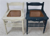 Pair Painted Wood Chairs w/ Cane Seats