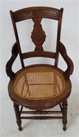 Victorian Walnut Cane Seat Carved Chair