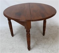 Early Drop Leaf Round Turned Leg Table - Signed