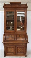 Victorian Walnut Cylinder Roll Bookcase/Secretary