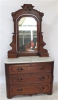 Victorian Rosewood Marble Top Dresser w/mirror