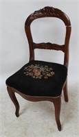 Rose Carved Victorian Needlepoint Chair