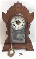 ANTIQUE G.B. OWEN SHELF CLOCK, 1882 ON CHIME