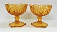 Pair of amber glass goblets