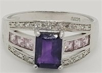 Amethyst & Created Pink Sapphire Sterling