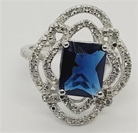 Created Blue Sapphire & Created Diamonds Sterling
