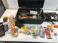 Box full of tackle with digital scale