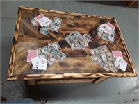 CUSTOM MADE WOODEN TABLE WITH CARDS BUILT IN