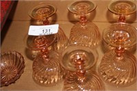 7 PIECES PINK DEPRESSION GLASS