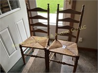 2 Ladder Back Chairs w/ Rush Seats