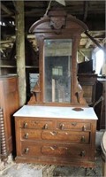 Antique Marble Top Dresser & Mirror