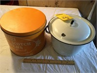 Lidded Enamelware Pot and Wafer Tin