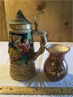 Stein, Lenox Vase, Pottery, Purple Glass, Candles
