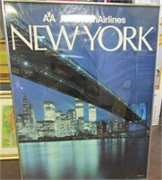 Vintage Framed American Airlines NY Poster