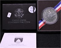 CONGRESS SILVER DOLLAR W BOX PAPERS