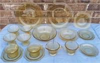 17 PIECE LOT OF AMBER DEPRESSION GLASS