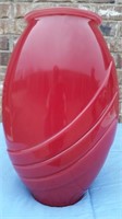 LARGE RED GLASS VASE