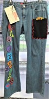 Embroidered and painted jeans