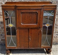 OAK SECRETARY DISPLAY CABINET